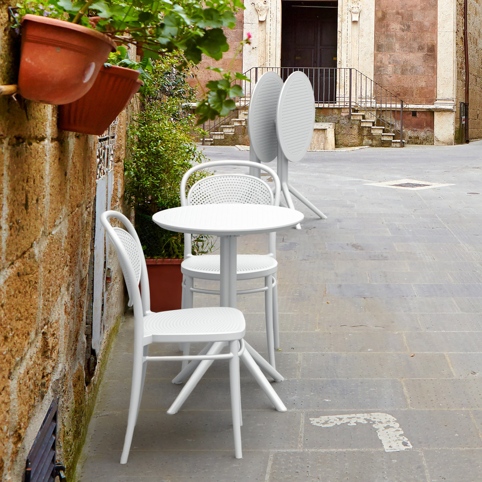 Farrah 24" Patio Bistro Set, White