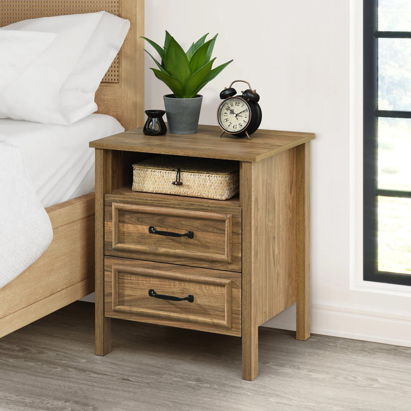 Marino 2 Drawer Nightstand, Bedside Table with Storage Drawers, Night Stand for Bedroom, End Table or Side Table for Living Room, 15.5" D x 18.9" W x 23.8" H