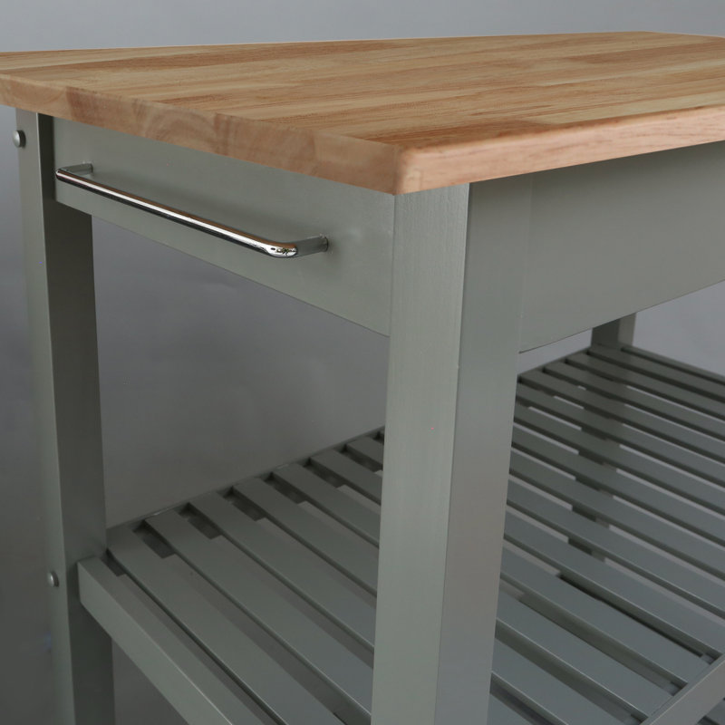 Table de préparation en bois massif de 40 po Herriott, Gris / naturel, 36,5 po H x 40 po l x 20 po P