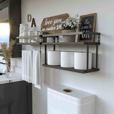 SET OF 3 Shelves W/ Towel Bar 5 1/4 7 1/4 or 9 -   Small bathroom  decor, Floating shelves bathroom, Floating shelves