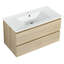 Meuble-lavabo de salle de bain 36 po - Lavabo en céramique, 2 tiroirs, design contemporain en contreplaqué avec évier mural