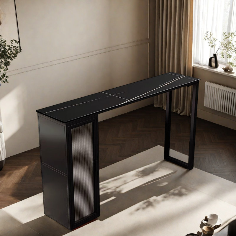 Table de bar longue Rock Plate, Noir, noir, noir, noir, H 41,30 po x L 78,70 po x l 15,70 po