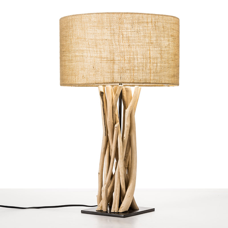 Lampe de table 25,8 po brun foncé / noir, Beige clair