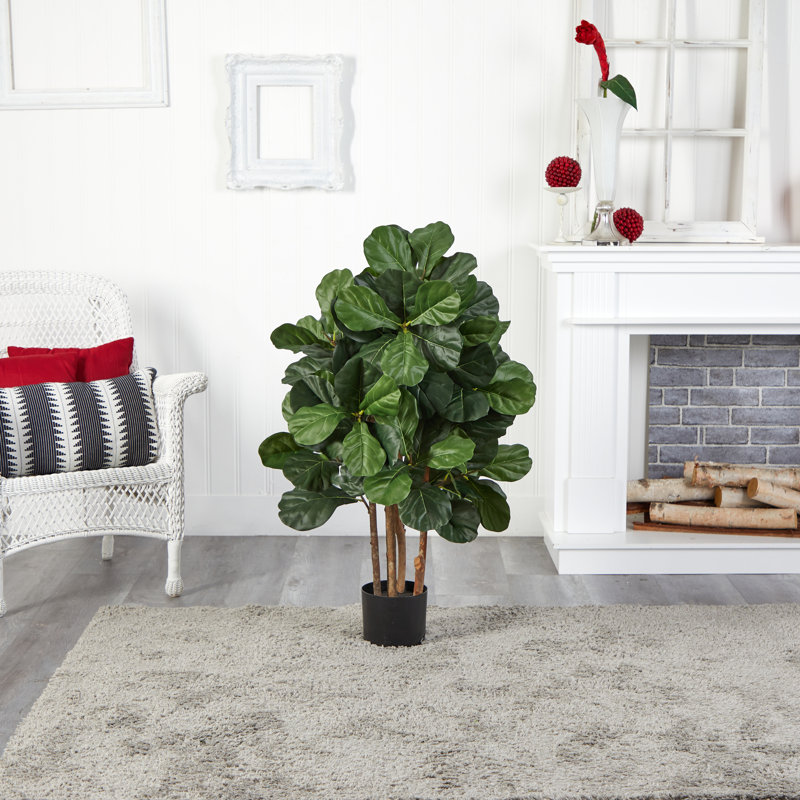 42 " H Faux Fiddle Leaf Fig Tree in Plastic Planter