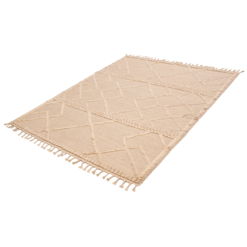 Tapis en laine crème noué à la main 8 pi 2 po x 10 pi 0 po Tanger