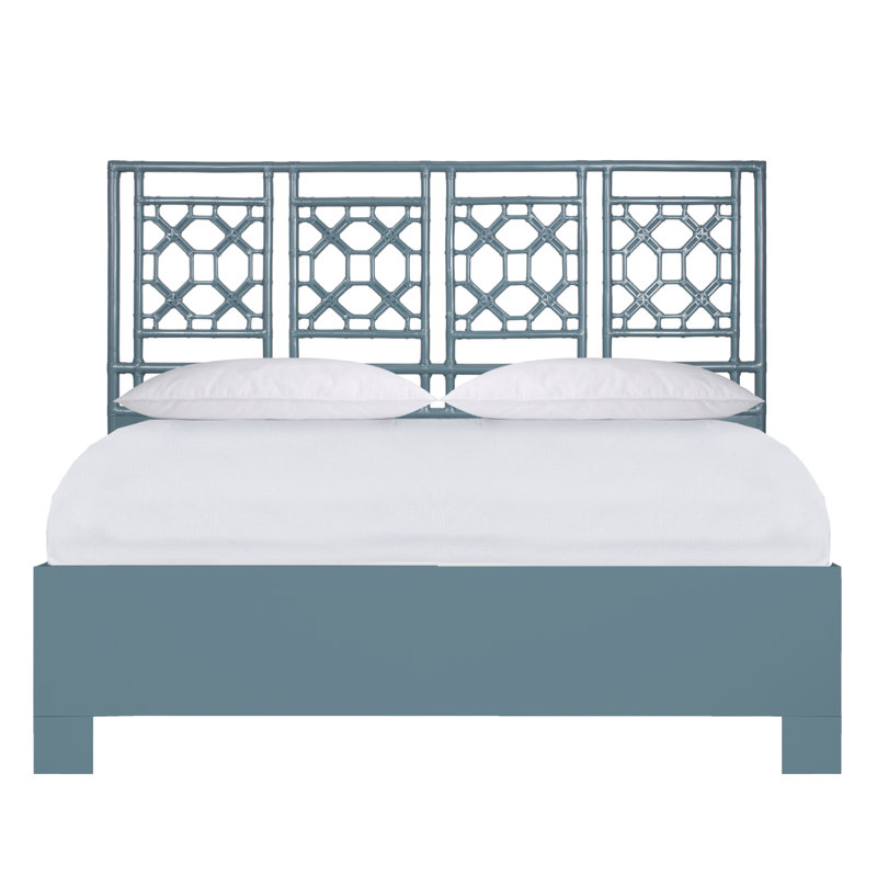 Lattice Back Platform Bed, King, Regatta Blue