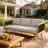 Three-Seater Outdoor Daybed - Acacia Wood Teak Finish Frame With Light Grey Cushions & Black Flat Rope, 67.5'' L X 32'' W X 24.24'' H Patio Lounge Sofa For Garden Deck Backyard