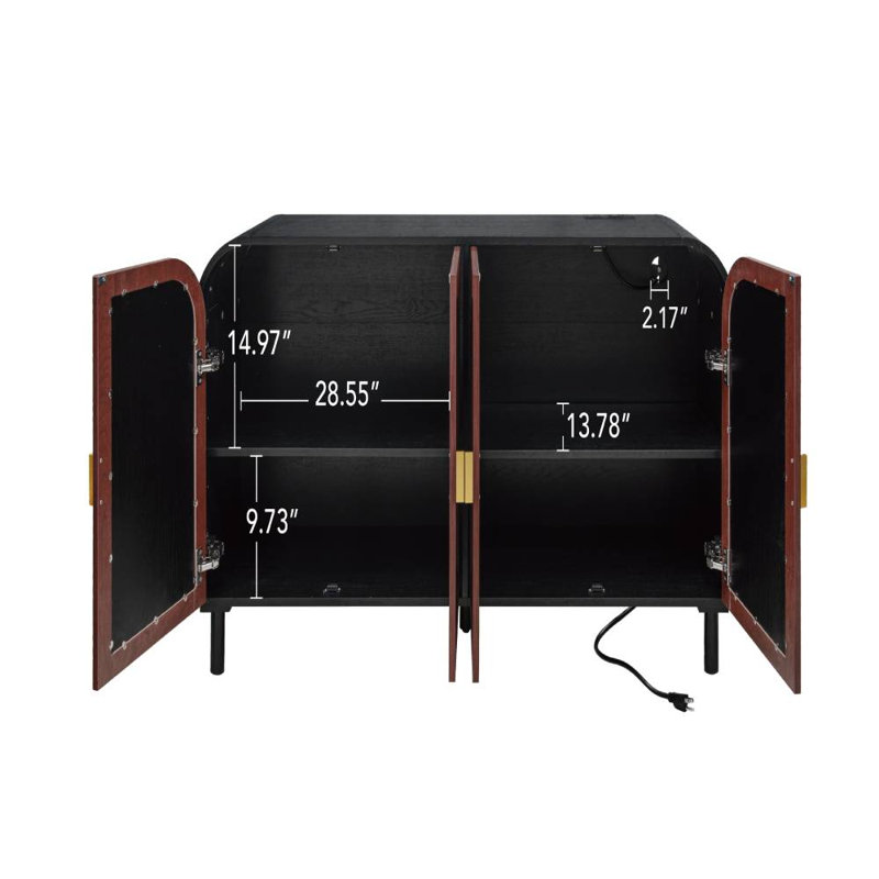Arched Sideboard Cabinet (Black, Dark Walnut)