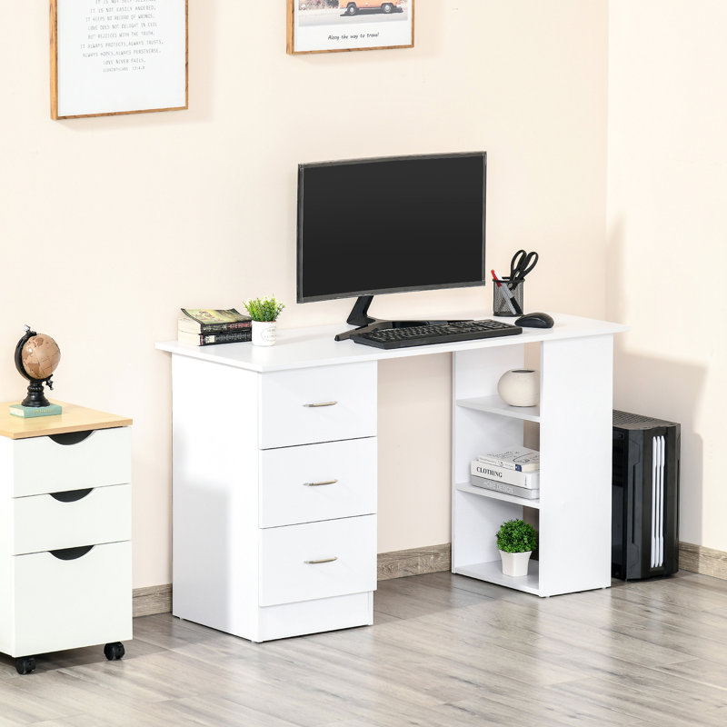 Poste de travail 47 po avec 3 tiroirs et une tablette de rangement - (sans les chaises de bureau)