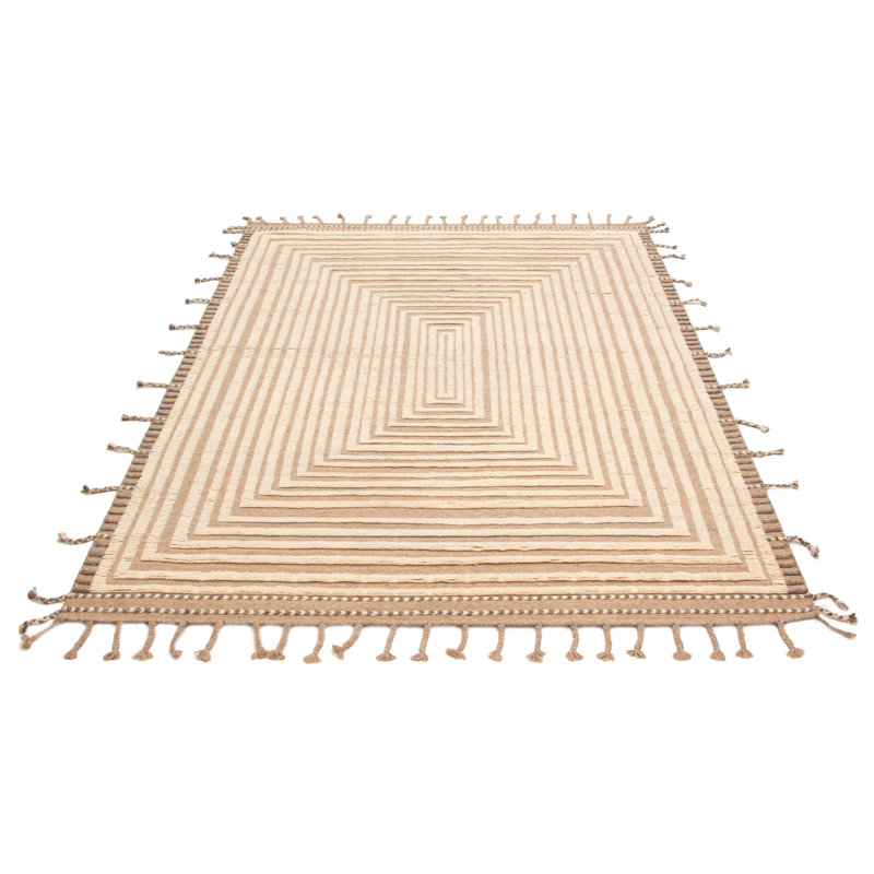 Tapis en laine crème noué à la main 8 pi 1 po x 10 pi 2 po Tanger