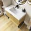 Meuble-lavabo autoportant en contreplaqué rayé pré-assemblé avec lavabo, tiroir et tablette ouverte-828234628-828234630-828234633