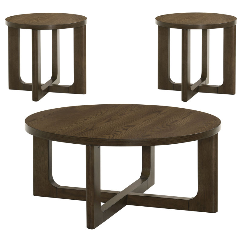 Ensemble de tables basses 3 pièces Wai, 3 pièces: table basse, 2 tables de bout, Brun