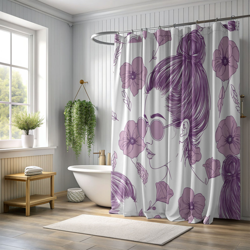 Rideau de douche rose doux 127, H 74 po x l 71 po