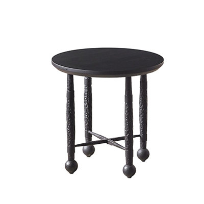 Retro Black Solid Wood Round Coffee Table