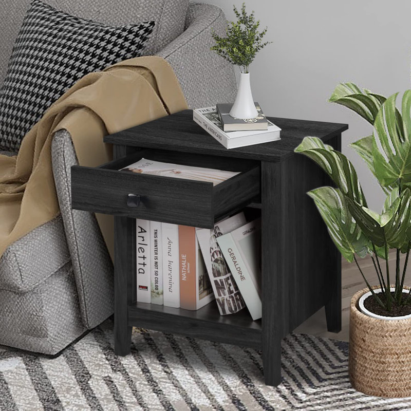  Wood Nightstand Set - Set of 2 Black Nightstands