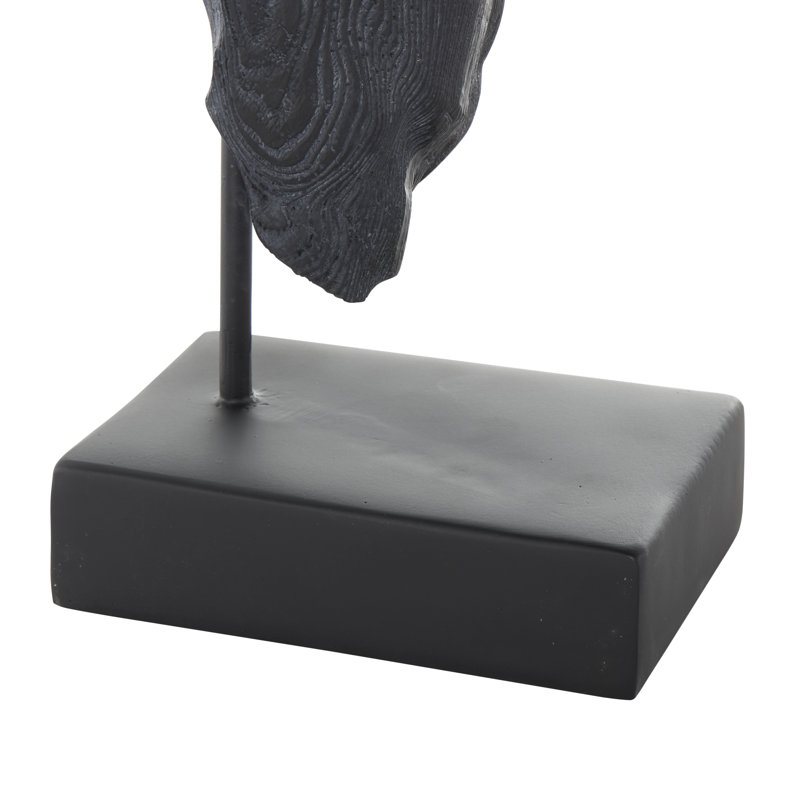 Cleaster Resin Horse Decorative Black Sculpture with Black Rectangular Base