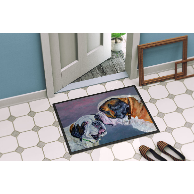 Tapis de porte d’extérieur antidérapant saint bernard whisperer, Rectangle 1 pi 6 po x 2 pi 3 po
