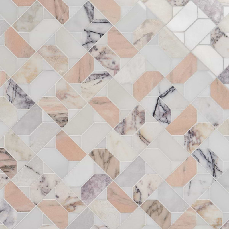 Isobel 13x13 Geometric Polished Marble Luxury Mosaic Tile, Grace