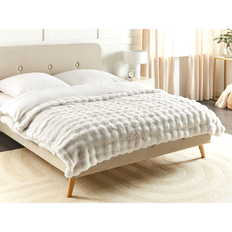 SALKA Polyester Striped Bedspread, White