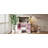 Vanity Desk With Glass Top And Hollywood Bulbs, 3 Color Lighting Modes, Makeup Vanity With Pink Finish Drawers & Shelves, White Vanity Table With Stool For Bedroom