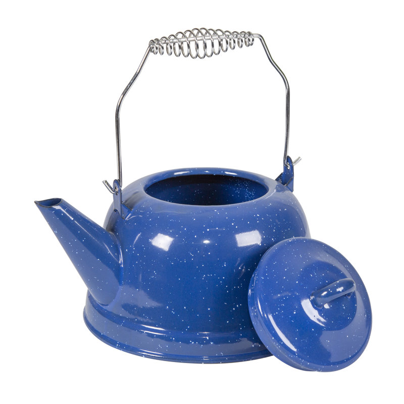 Blue Enamel 3-Quart Tea Kettle with Metal Handle