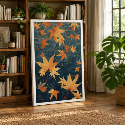 Autumn Leaves Adrift Modern - Wrapped Canvas