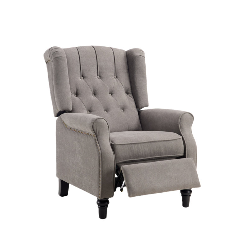 Fauteuil inclinable classique à dossier poussé de 29,5 po de large avec dossier et rivets (ensemble de 2), Gris