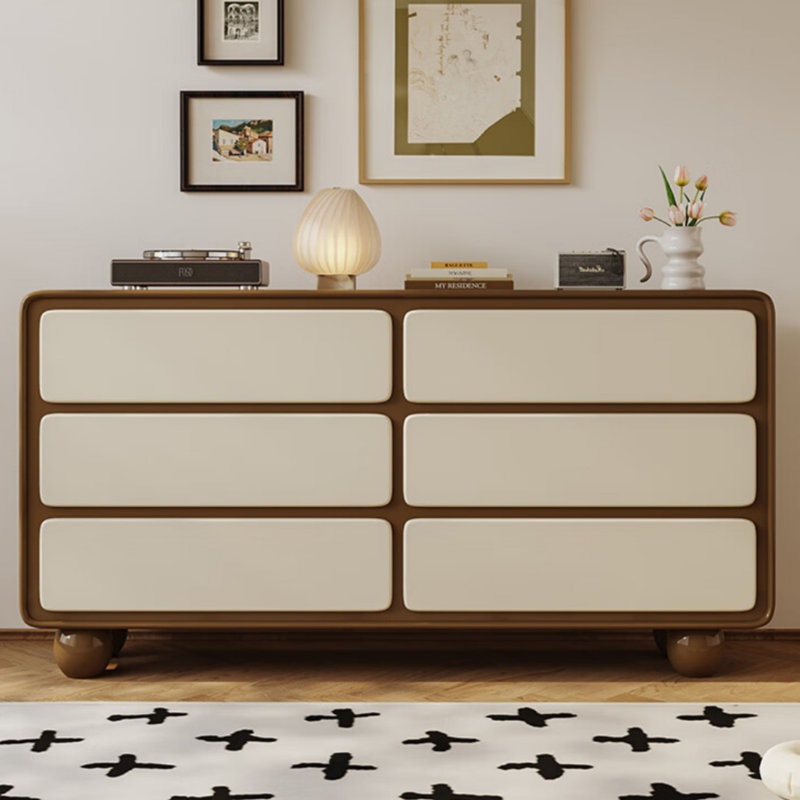 Buffet rétro français et à la mode, H 30,71 po x l 55,12 po x P 15,75 po, Brun / Beige