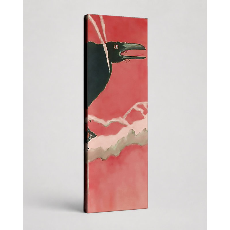 Corbeau sur une branche - art mural sur toile haut, 16" W x 48" H