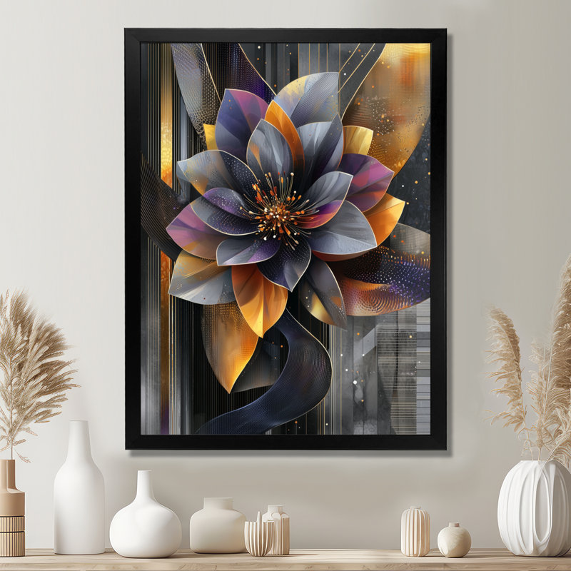 Rafe - Floral Wall Art Prints, Noir, noir, noir, noir, H 20 po x l 12 po, Reproduction encadrée sans passe-partout