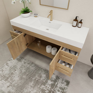 59" Wall-Mounted Single Bathroom Vanity Set