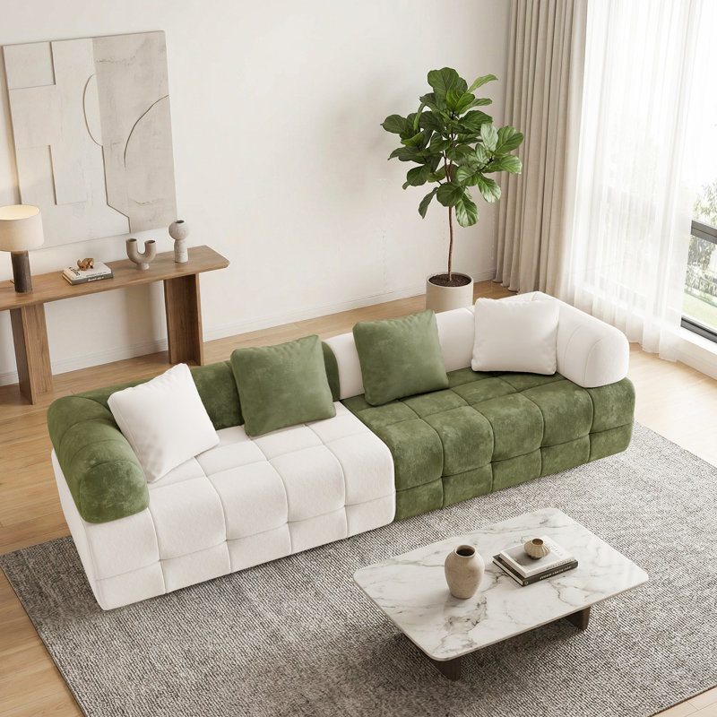 Canapé modulaire 4 places Bonblock, Chenille verte