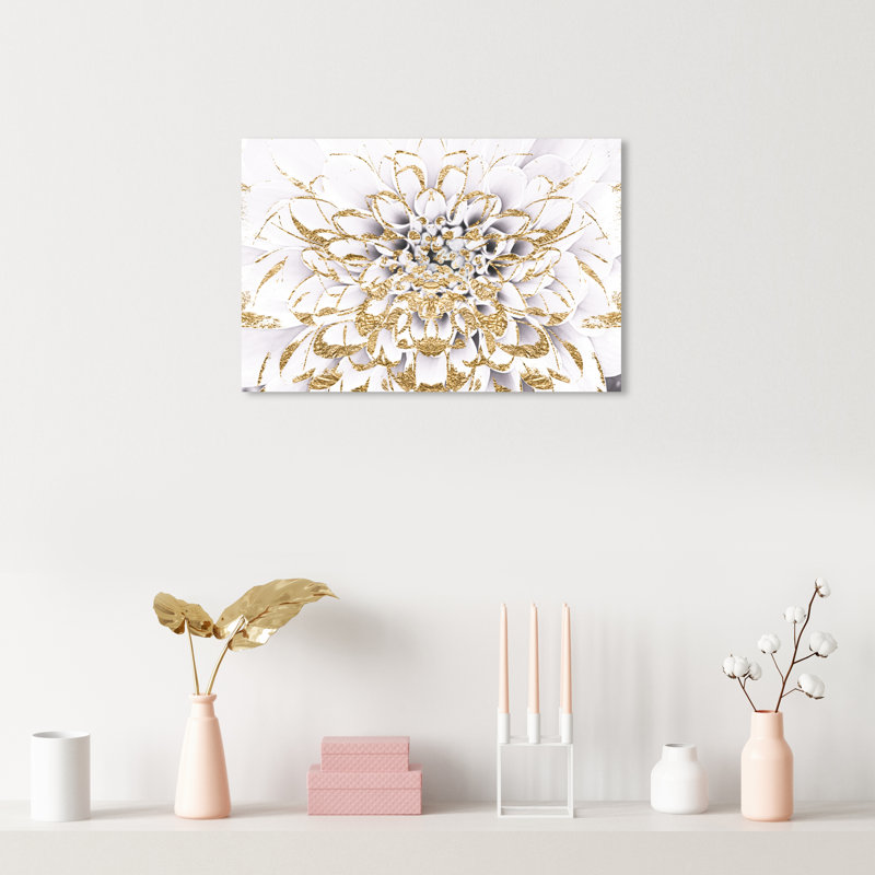Tirage d’Art graphique « Floralia Blanc », 16" H x 24" L x 1,5" D, Toile