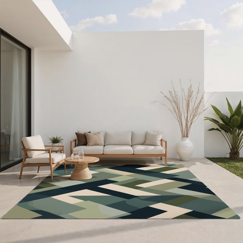 Radiant Blooms Indoor And Outdoor Area Rug, Rectangle 9' x 12'
