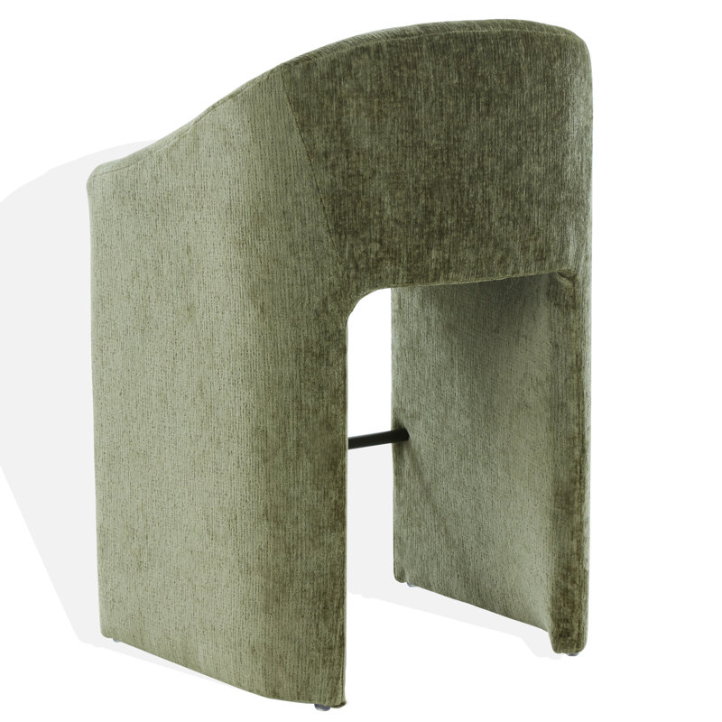 Kagan Chenille Counter Stool, Olive Green, Bar Stool (30.7" Seat Height)