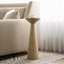 Farmhouse Pedestal End Table, Solid Wood Beige Table for Small Space, Living Room