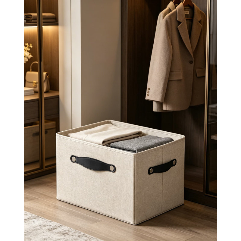 Ensemble de 6 paniers de rangement, paniers de rangement en tissu 10,5 x 10,5 po x 11 po pour bibliothèque, armoire, garde-robe, tissu beige haute densité avec insertions en carton renforcé