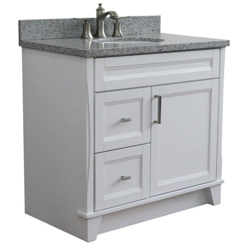 Ensemble de meuble-lavabo simple 37 po, gris, Blanc