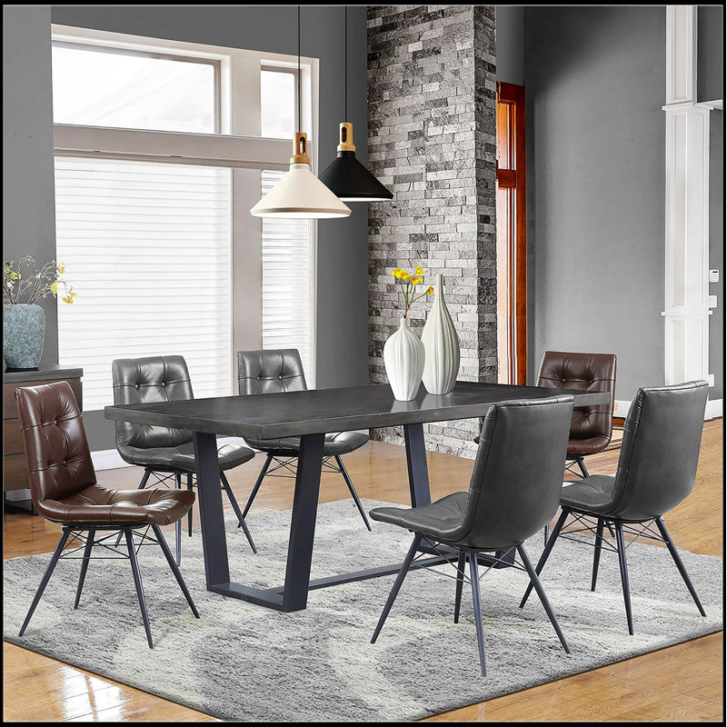 Élégantes chaises de salle à manger à dossier capitonné gris anthracite et gris acier, ensemble de 4, design moderne Mid-Century pour le confort et la durabilité