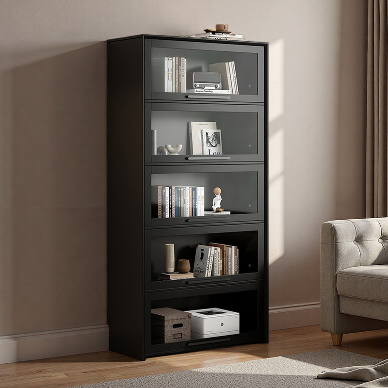 Bibliothèque de rangement noire Luxury Style, (5 tablettes) H 74,8 po x l 31,5 po x P 12,2 po
