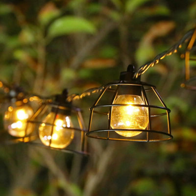 Vintage Cafe Lights,10 Clear G40 Bulbs With Metal Shades,Outdoor Patio Lights,(11FT/Metal Lantern Lights)