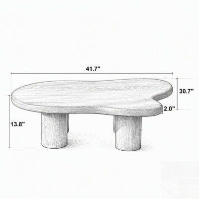 Free Form Walnut Coffee Table, Engineered Wood Center Table for Modern and Rustic Livingroom Decor