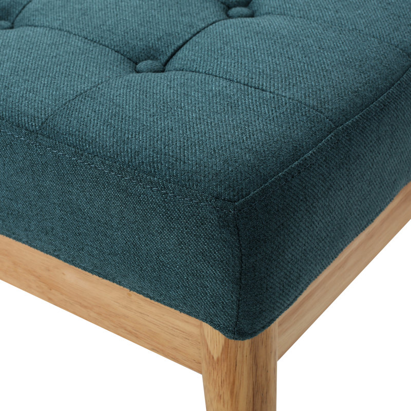 Stylish Mid-Century In Teal, Upholstered With Fabric And Birch Legs Teal Slightly Splayed Button Upholstery For A Ambience