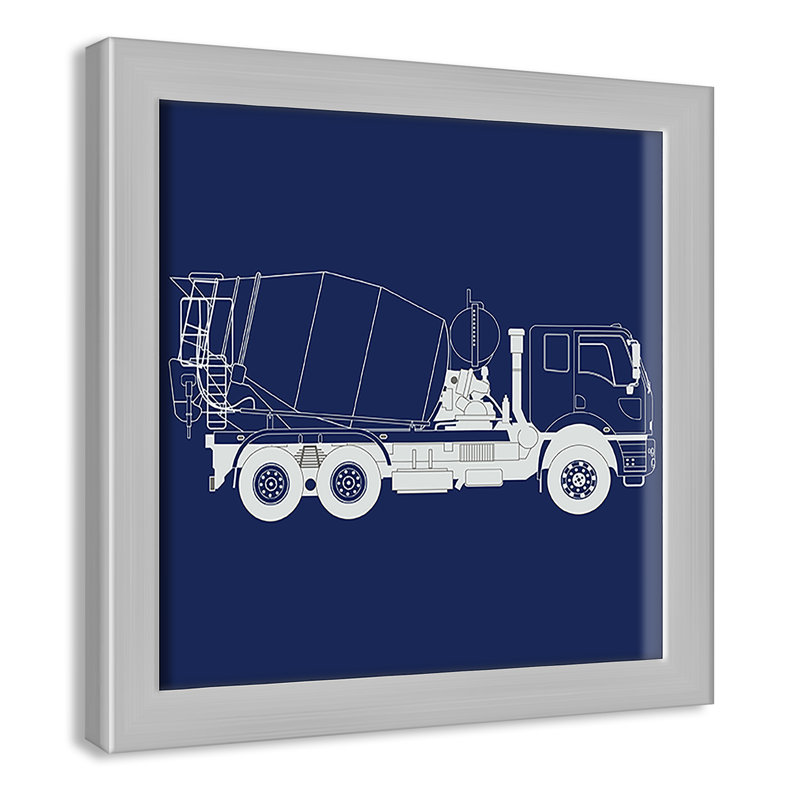 Camions Camions 1, art encadré, H 8 po x l 8 po x P 1,18 po, Encadré de boîte argent
