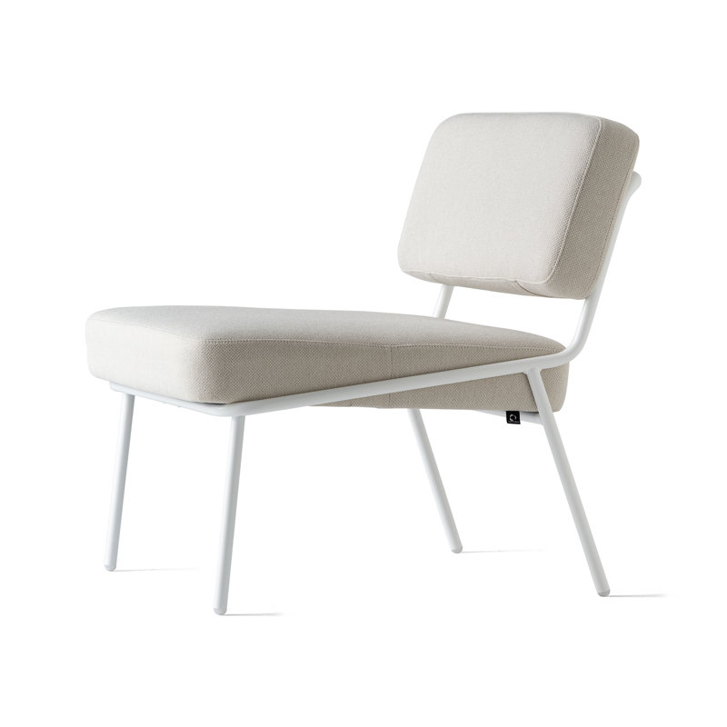 Chaise longue rembourrée Sixty, Polyester crème, Blanc