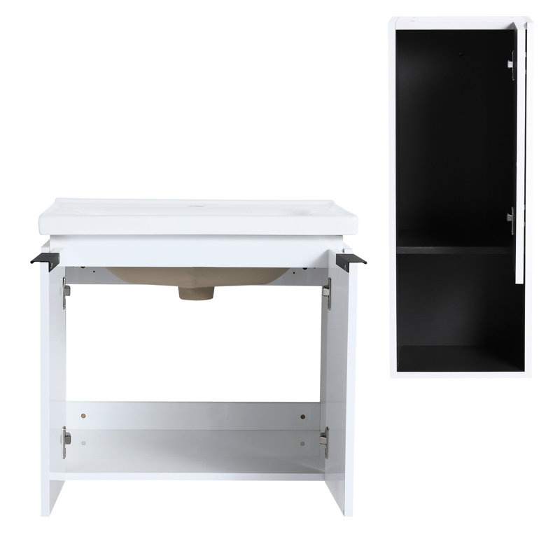 Meuble de salle de bain avec lavabo en céramique - lavabo d'apparence élégante et rangement moderne