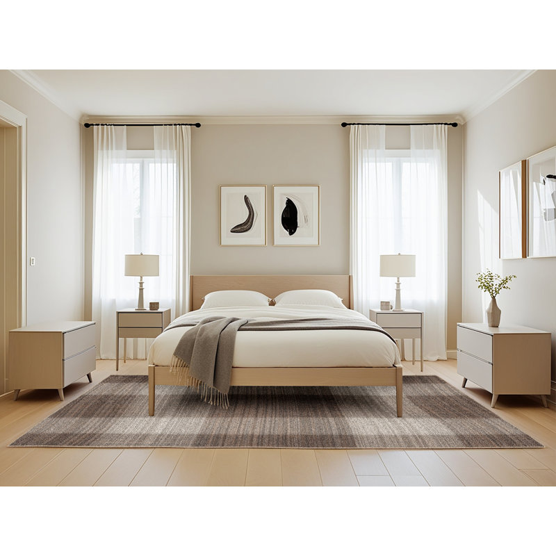Tapis décoratif brun à carreaux plemons, Rectangle 5 pi x 8 pi
