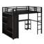Structure de lit mezzanine avec garde-robe, bureau et tablettes de rangement