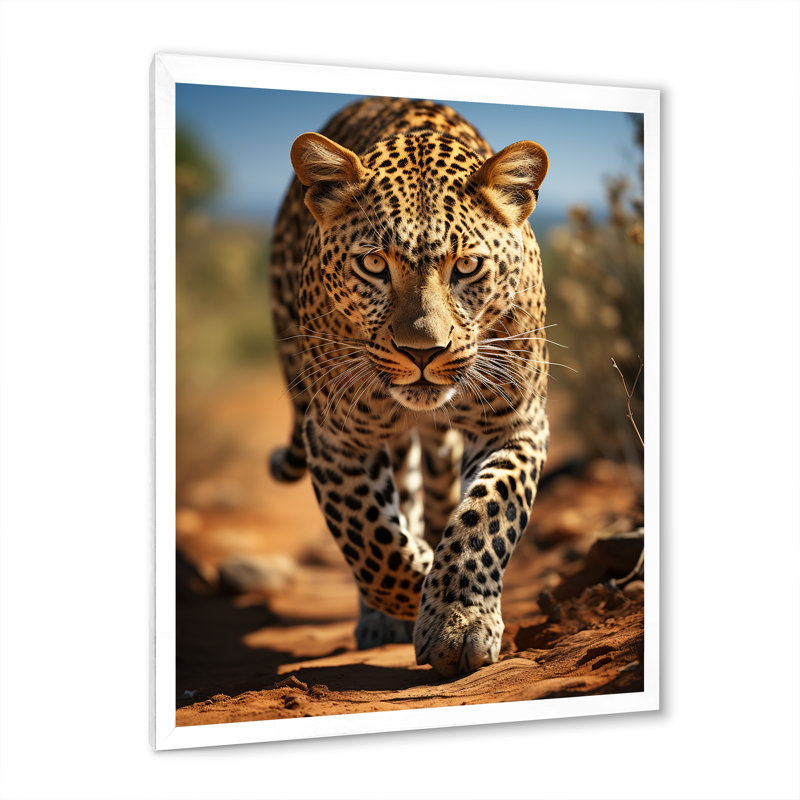 Portrait de léopard africain Champine I - reproduction, H 32 po x l 16 po x P 1 po, Cadre photo blanc
