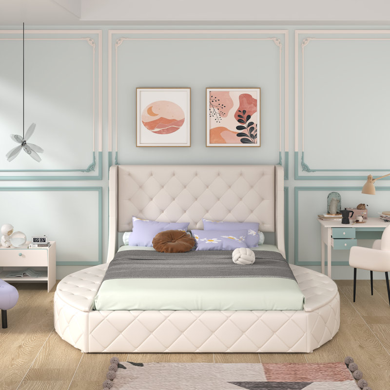 Kiria Upholstered Bed, Beige